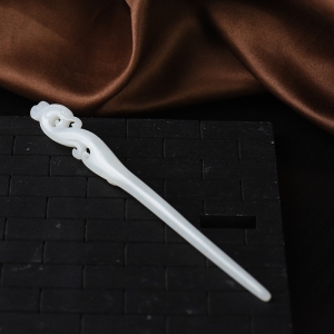 山流水料和田羊脂白玉凤簪