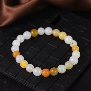 8mm籽料和田白玉单圈手串