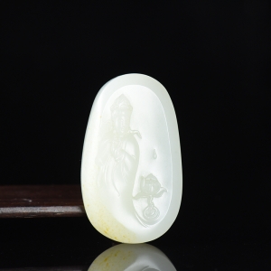 籽料和田白玉观音吊坠