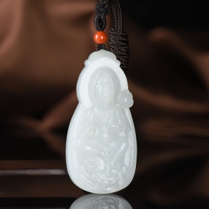 籽料和田白玉观音吊坠