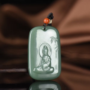 山料和田碧玉观音吊坠