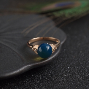 18K天空蓝多米蓝珀戒指