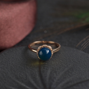 18K天空蓝多米蓝珀戒指
