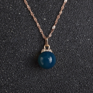 18K天空蓝多米蓝珀吊坠