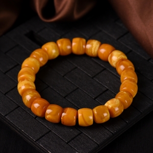 老蜜蜡鼓珠单圈手串