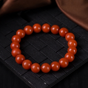 10mm柿子红南红单圈手串