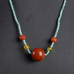 18.5mm柿子红南红锁骨链