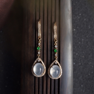 18K冰种翡翠耳环