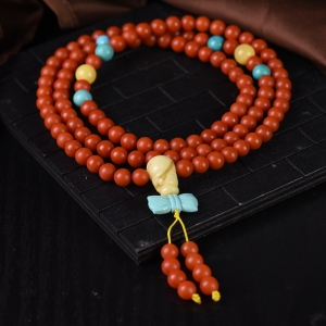 6mm柿子红南红108佛珠