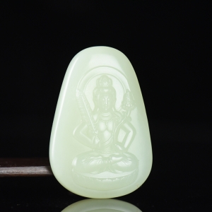 籽料和田白玉虚空藏吊坠