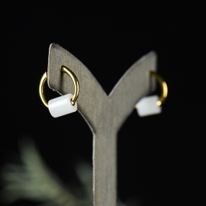 18K籽料和田白玉耳环