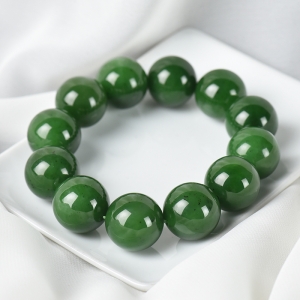 20mm山料和田碧玉单圈手串