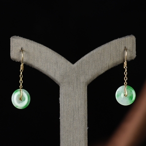 18K糯种翡翠平安扣耳坠