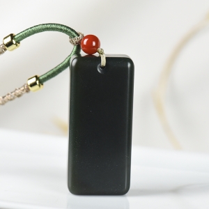 山料和田青玉无事牌吊坠