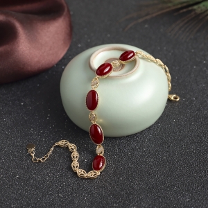 18K阿卡牛血红珊瑚手链