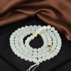 8mm籽料和田白玉108佛珠