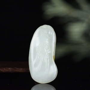 籽料和田玉青花关公吊坠