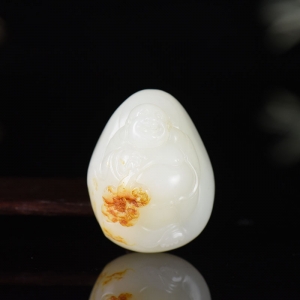 山流水料和田白玉弥勒佛吊坠