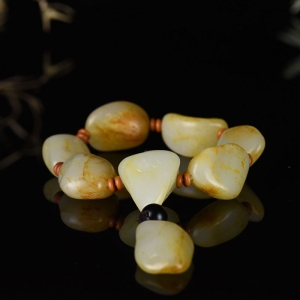 籽料和田玉原石单圈手串