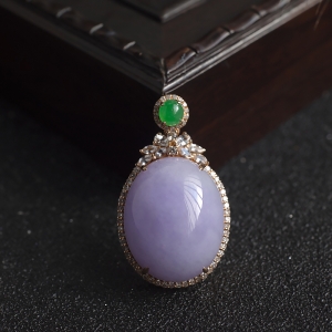 18K糯种紫罗兰翡翠吊坠