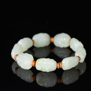 籽料和田白玉十八罗汉单圈手串