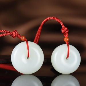 籽料和田白玉平安扣吊坠（二件）