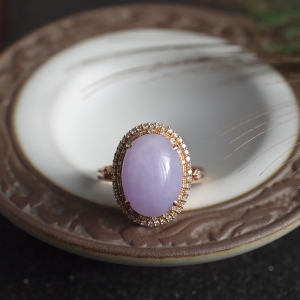 18K糯种紫罗兰翡翠戒指