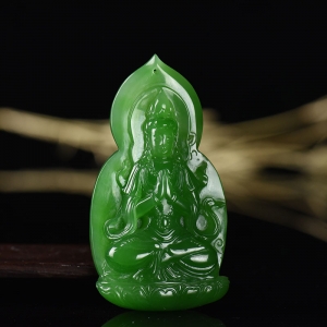 山料和田碧玉观音吊坠