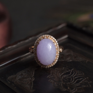 18K糯种紫罗兰翡翠戒指