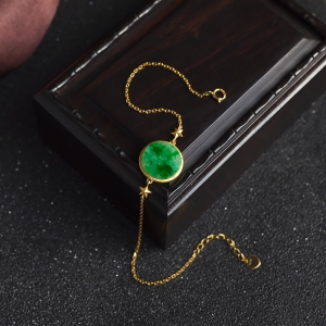 18K糯冰种飘翠翡翠圆形手链