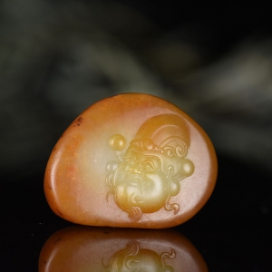 籽料和田玉黄沁财神吊坠