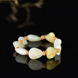 籽料和田玉原石单圈手串