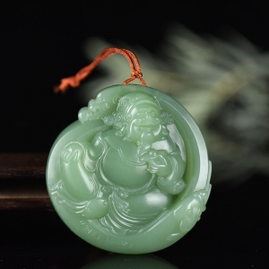 山料和田碧玉财神吊坠