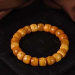 老蜜蜡老形珠单圈手串