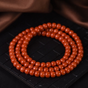 柿子红南红老形珠108佛珠