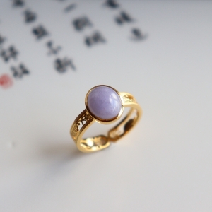 18k糯种紫罗兰翡翠戒指