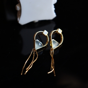 18k冰种翡翠钻石耳坠