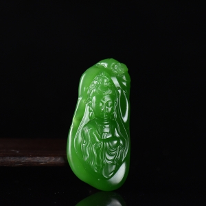 山料和田碧玉宝宝佛吊坠