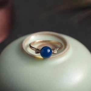 18K天空蓝多米蓝珀戒指