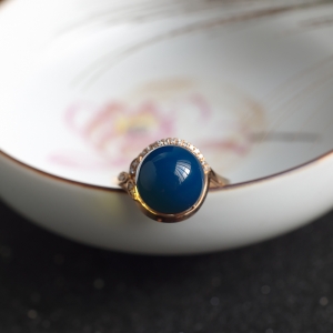 18K天空蓝多米蓝珀戒指