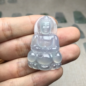 冰种翡翠观音吊坠