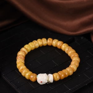 老蜜蜡老形珠单圈手串