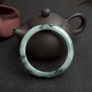 55mm糯种飘花翡翠平安镯