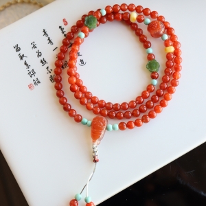 樱桃红南红玛瑙多圈手串