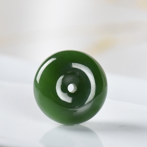 山料和田碧玉猫眼平安扣吊坠