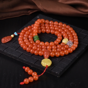 8mm柿子红南红108佛珠