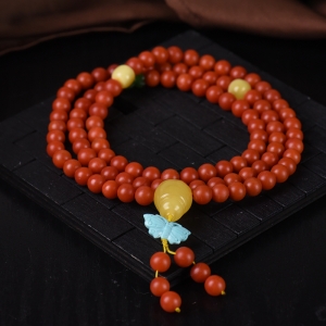 7mm柿子红南红108佛珠