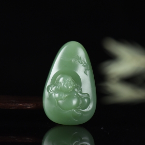 山料和田碧玉弥勒佛吊坠