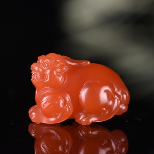 樱桃红南红貔貅吊坠