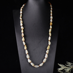 籽料和田白玉随形原石项链